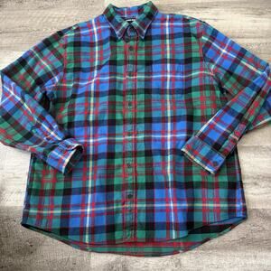 Lands' End Flannel Shirt Mens XL Traditional Fit Multicolor Plaid Button Down